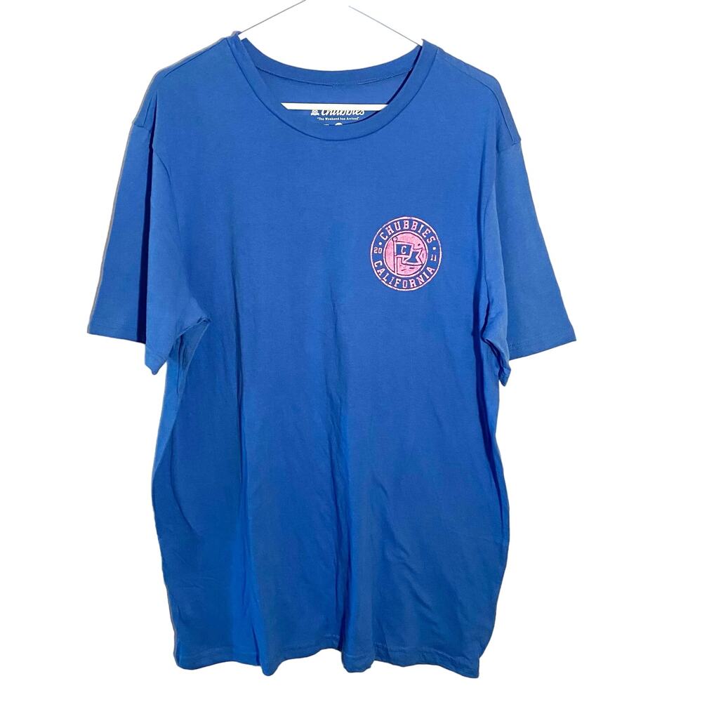 Chubbies Blue Pink Cotton California Beach Short Sleeve T-Shirt Men's size XL